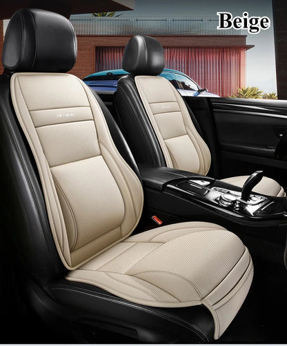 Ergonomic PU Leather Car Seat Cushion with Lumbar & leg Support Ventilated Design Storage Pockets Universal Fit for Most Cars