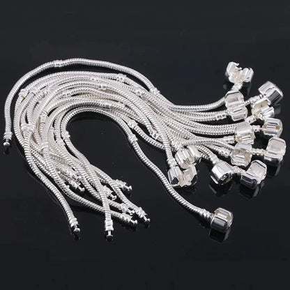 New 925 Sterling Silver Snake Chain DIY Charm Bracelet for Women Gift Jewelry with Bracelets for Women браслет серебряный