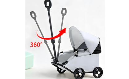 Foldable Pet Stroller Telescoping Handle Lightweight Pet Stroller Rolling Carrier Canopy Transport Body