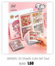 JIANWU 8pcs/set Retro Solid Color Basic Decoration Washi Tape Set DIY Scrapbook Cute Sticker Kawaii Masking Tape School Supplies
