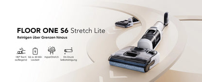 Tineco Floor ONE S6 Stretch Lite Wet Dry vacuum cleaner 180 ° Lay Flat Wet vacuum cleaner Centrifugal Air Drying 40min Running Time