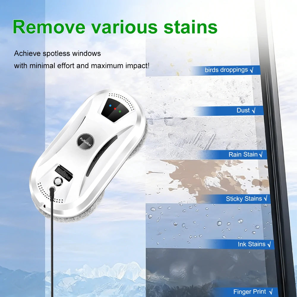 PuRuiKai Ultra Thin Robot Vacuum Cleaner Window Cleaning Robot Window Electric Glass Limpiacristales Remote Control For Home