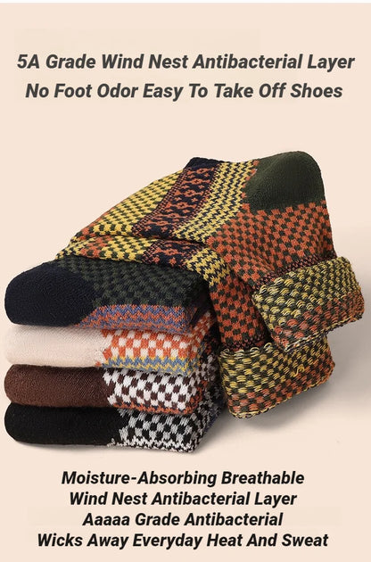 5 Pairs Winter Men's Socks Thicken Sheep's Wool Socks Warm Men Retro Style Colorful Fashion Man Socks For Snow boots