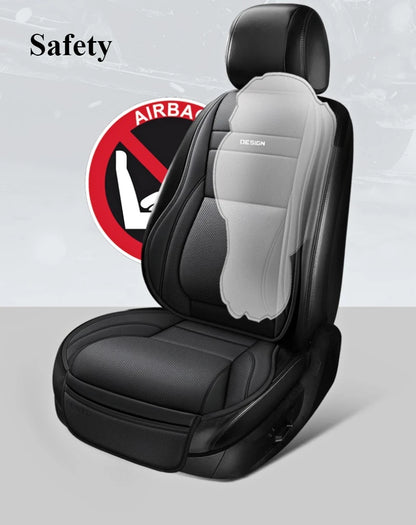 Ergonomic PU Leather Car Seat Cushion with Lumbar & leg Support Ventilated Design Storage Pockets Universal Fit for Most Cars