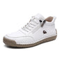 Women Sports Shoes 2026 New Outdoor Hiking Flat Bottomed Comfortable Casual Driving Shoes Soft Sole Zipper Fashion Leather Shoes