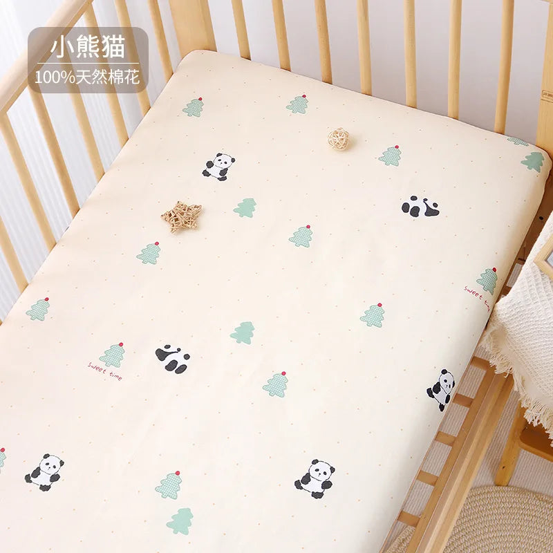 1pcs 130*70CM Breathable Cotton Fitted Crib Sheets for Baby Crib Mattress Cover Soft Bedding Set of Solid Color Infant Bed Sheet