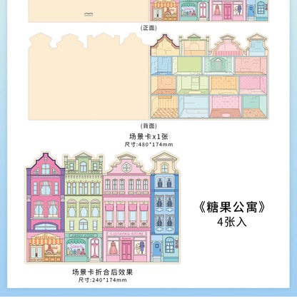 Kawaii College of Fine Arts 3D Candy Apartment Landscape Sticker  DIY Pocket Cabin Scene festival gift