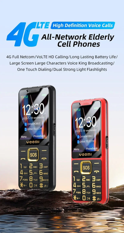 YEEMI K3 4G Feature Keypad Phone 2.6 Inch Dual SlM Big Button Loud Volume for Elderly 2500mAh FM Radio Hebrew Keyboard SOS Video