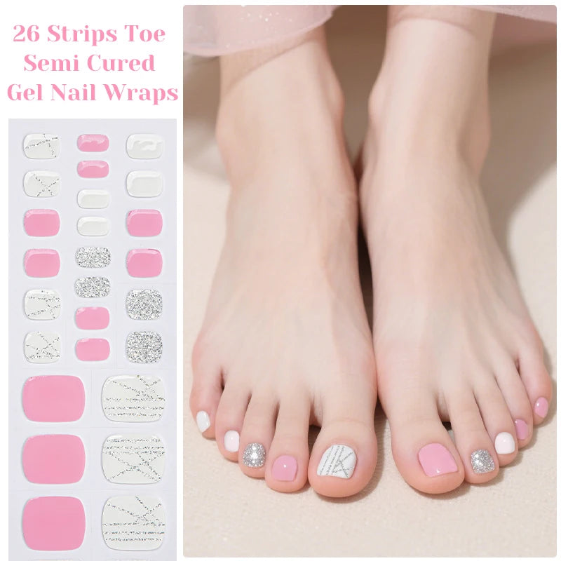Gradient Auroras Semi Cured Gel Nail Strips Sparkly Shinning DIY Gel Polish Stickers for Nails Works with UV/LED Nail Lamps