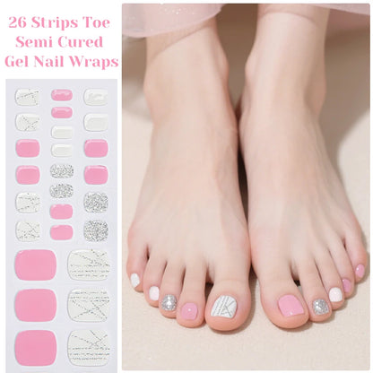 Gradient Auroras Semi Cured Gel Nail Strips Sparkly Shinning DIY Gel Polish Stickers for Nails Works with UV/LED Nail Lamps