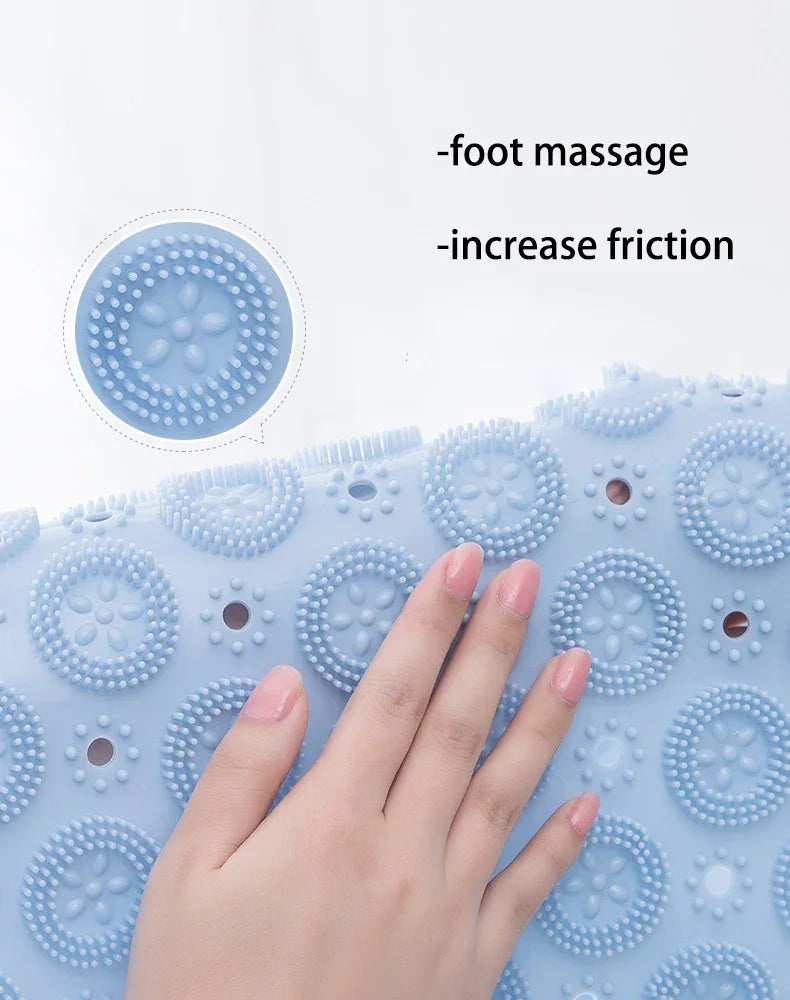 Bathroom Mat Anti-slip Sucker Round PVC Bath Mat with Drain Hole Silicone Bathing Rugs Foot Massage Pad Bathtub Soft Shower Mat