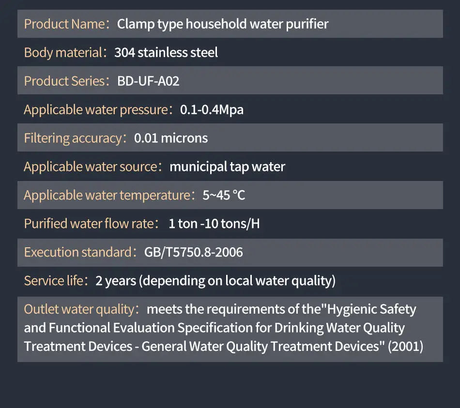 ZILISI High Flow Water Filter System, Whole House Stainless Steel, Mineral Water Filter, Reusable PVDF Direct Drink, 5000L
