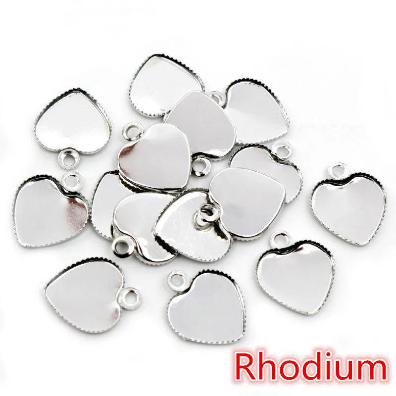 30pcs 12mm Stainless Iron Material Heart Blank Base Setting Fit 12mm Heart Cabochon Pendant Bezel Trays DIY Jewelry Findings