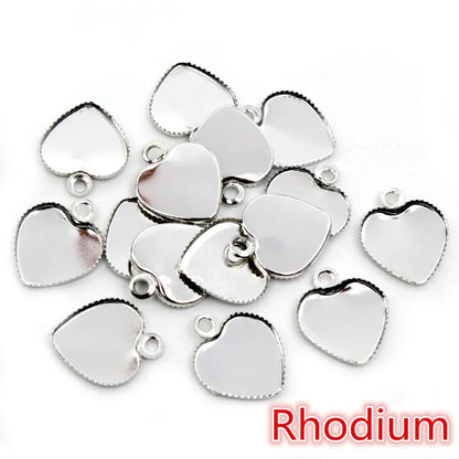30pcs 12mm Stainless Iron Material Heart Blank Base Setting Fit 12mm Heart Cabochon Pendant Bezel Trays DIY Jewelry Findings