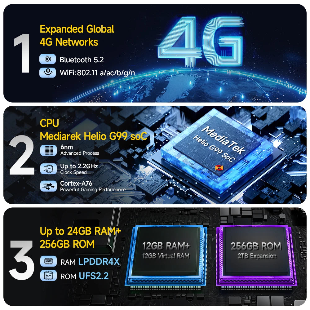 Ulefone Armor 27T 4G 10600mAh Rugged Phone Android 15 Smartphone 24GB +256GB  6.78"FHD+ 120Hz 64MP Night Vision Camera NFC