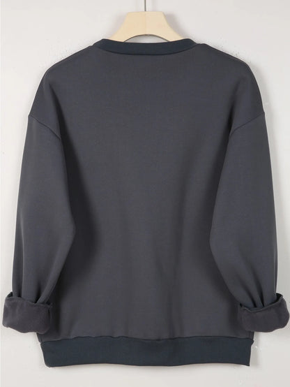 Women's autumn and winter casual fashion loose comfortable warm Stay Humble printed round neck long sleeved pullover