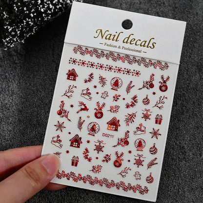 Winter Christmas Atmosphere Nail Stickers Snowman Snowflake Wapiti Self-adhesive High Quality Cute Nail Stickers Nail Art Deco