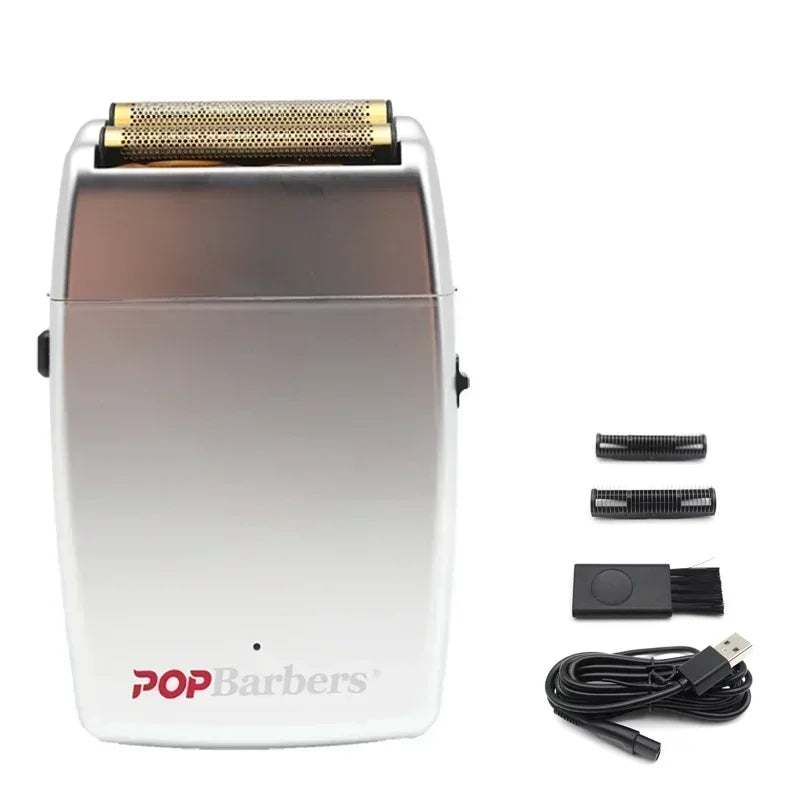 New 11000 RPM 7W Pop Barbers P620 Professional Electric Men's Beard Trimmer Double Foil Shaver Electric Shaver USB Hair Clipper
