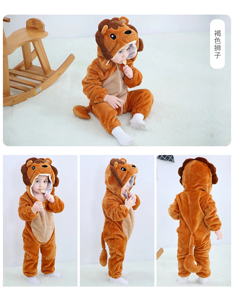Baby Clothes Winter Pajamas Flannel Thermal Pijamas for Toddler Kids Boys Girls Squirrel Cow Onesies Infant Jumpsuit Pyjamas
