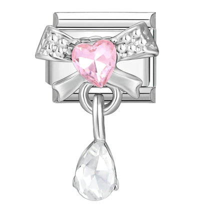 Zircon Star Heart Bow Moon Cherry Moon Italian Charm Links Fit 9mm Stainless Steel Bracelet Women Jewelry DIY Making Gifts