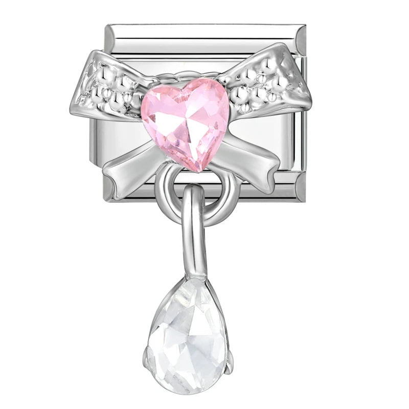 Y2K Series Heart Flowers Cherry Ball Butterfly Italian Charm Links Fit 9mm Stainless Steel Bracelet DIY Making Jewelry Gifts