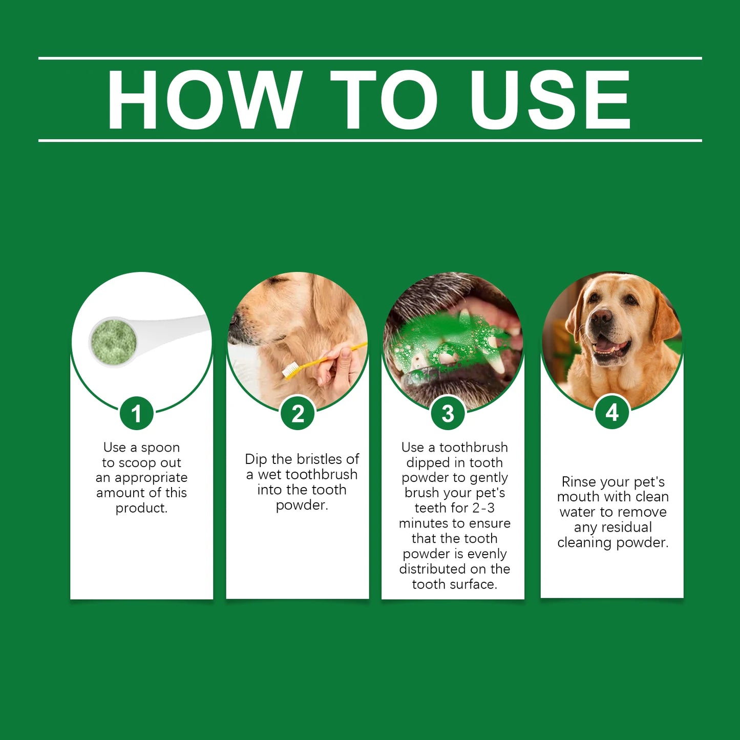 Pet Teeth Cleaning Powder for Cats Dogs Reduce Tartar Plaque Deep Clean Surface Dirt Keep Fresh Breath Oral Grooming Supplies