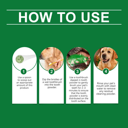 Pet Teeth Cleaning Powder for Cats Dogs Reduce Tartar Plaque Deep Clean Surface Dirt Keep Fresh Breath Oral Grooming Supplies