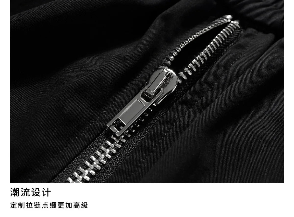 2025 Dark RO Style Drawstring Multi-pocket Tooling Shorts Men's Niche Casual Loose Straight Five-point Pants