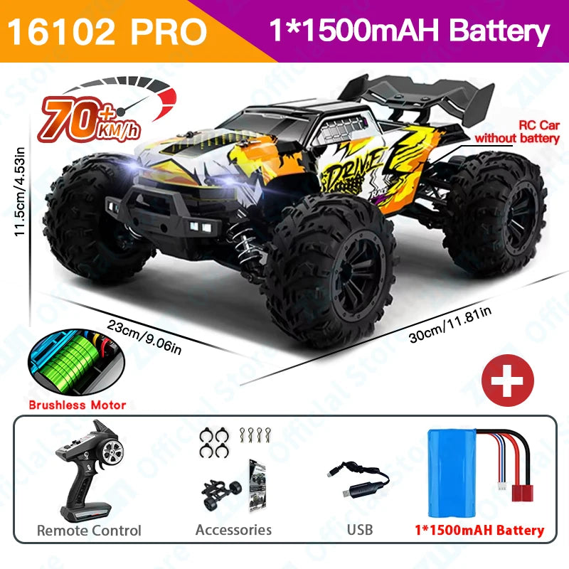 ZWN 1:16 70KM/H Or 50KM/H 4WD RC Car With LED Remote Control Cars High Speed Drift Monster Truck for Kids vs Wltoys 144001 Toys