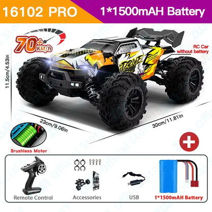 ZWN 1:16 70KM/H Or 50KM/H 4WD RC Car With LED Remote Control Cars High Speed Drift Monster Truck for Kids vs Wltoys 144001 Toys