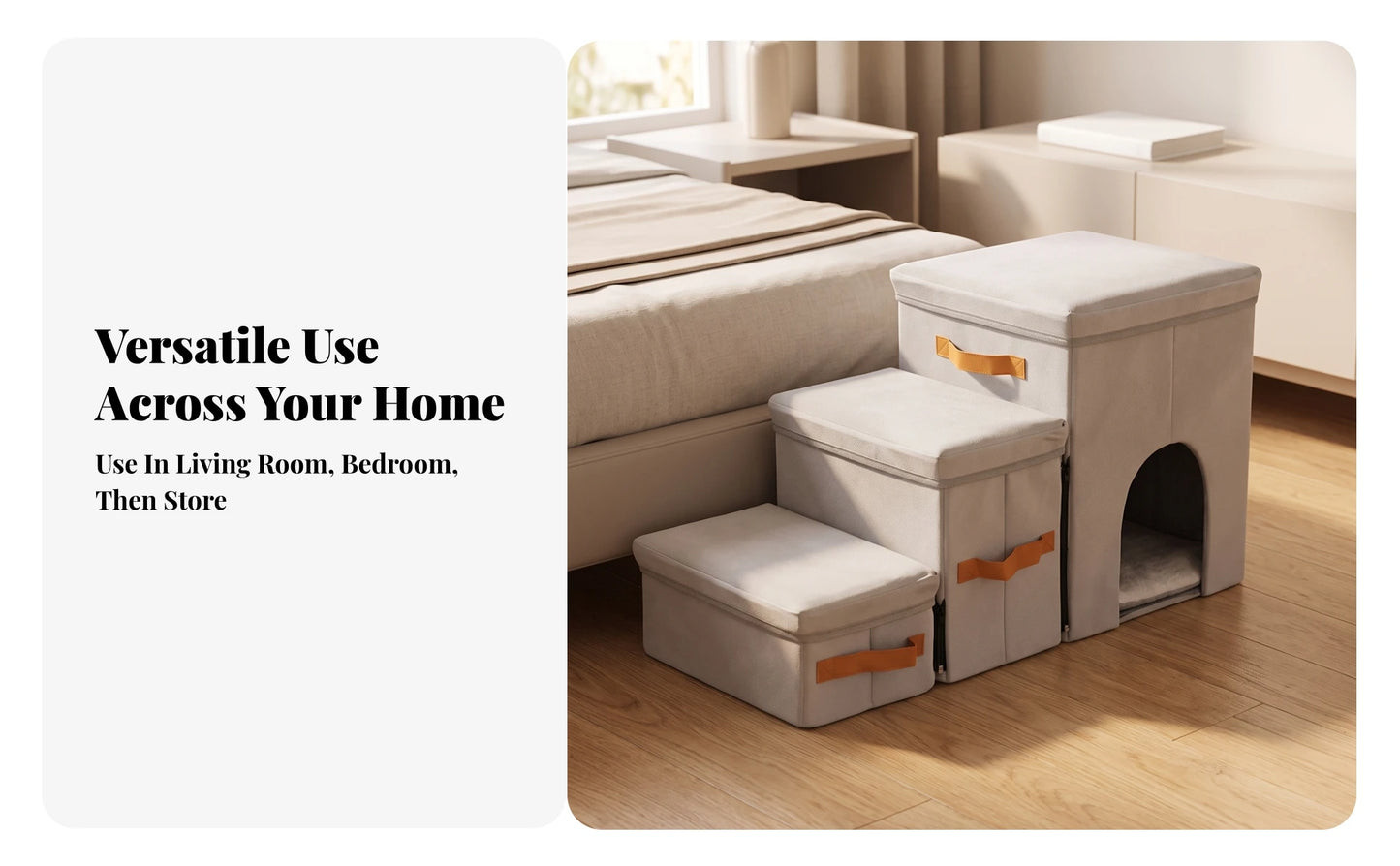Pet Stairs with House Portable Pet Stairs with Storage Dog Steps with Storage Sturdy Furniture Cozy for Small Dogs, Sofa, Bed
