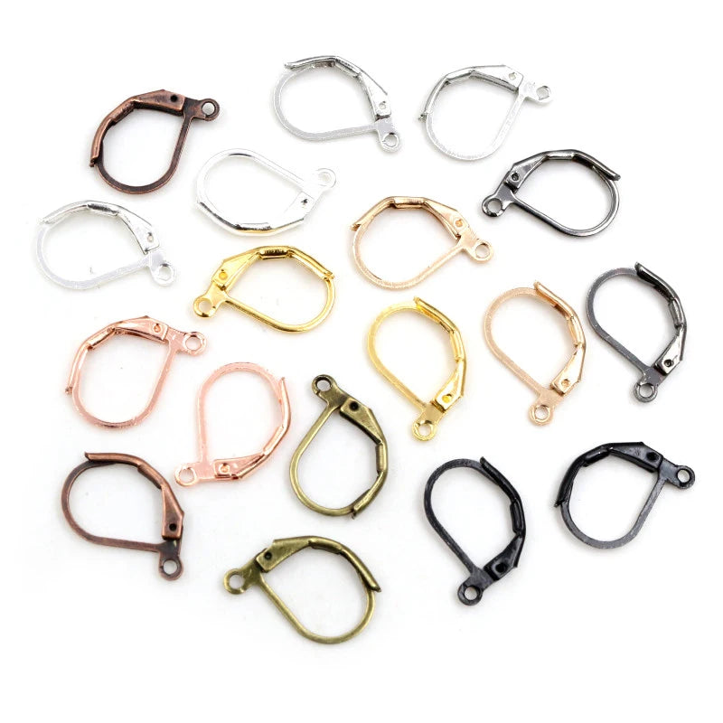 30-50pcs/lot Gold Silver French Lever Earring Hooks Wire Settings Base Hoops Earrings For DIY Jewelry Making Supplies Wholesale