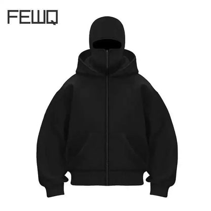 Unisex Plain Hooded Zip Up Sweatshirt Autumn Winter Ins Style Couple Matching Pullover Jacket