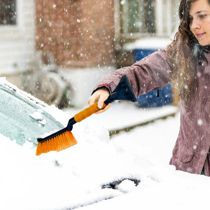 2-in-1 Ice Scraper and Snow Brush for Car - Ergonomic Foam Grip Windshield Cleaner - Efficient for SUV, Sedan & Winter Driving