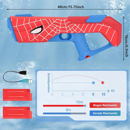 330ML Automatic Electric Water Gun Toy 2 Rechargeable Batteries Light Sound Effects Portable Summer Water Toy For Kids Adults Backyard Beach Pool Outdoor Party Game