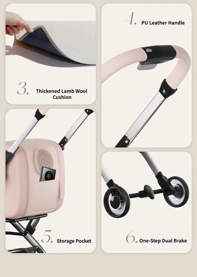 Clear View Foldable Portable Pet Stroller Button Closure Breathable Lightweight Travel Cart Transparent Window For Cats Dogs