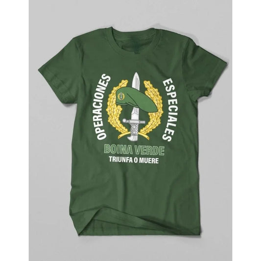 Operaciones Espana Boina Verde Triunfa O Muere Men T-Shirts Short Sleeve Casual 100% Cotton Shirts Size S-3XL