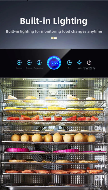 8-Tier Stainless Steel Food Dehydrator,Commercial Power, Digital Thermostat(30°C-90°C), for Jerky/Fruits/Herbs, BPA-Free