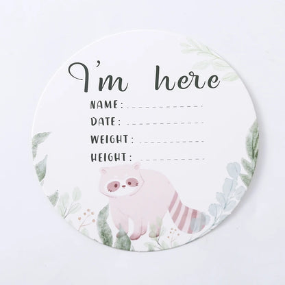 Newborn Baby Growth Milestones 0-12 Months Wooden Card With Box Photo Accessory Cartoon Animal Picture Souvenir Wooden Baby Gift