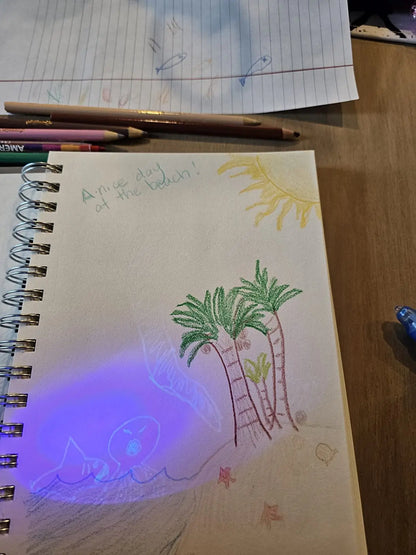 Invisible Ink Pens with UV Light,8 Colors Glow ,Secret Message Writing Detective Party Favors, Birthday Christmas