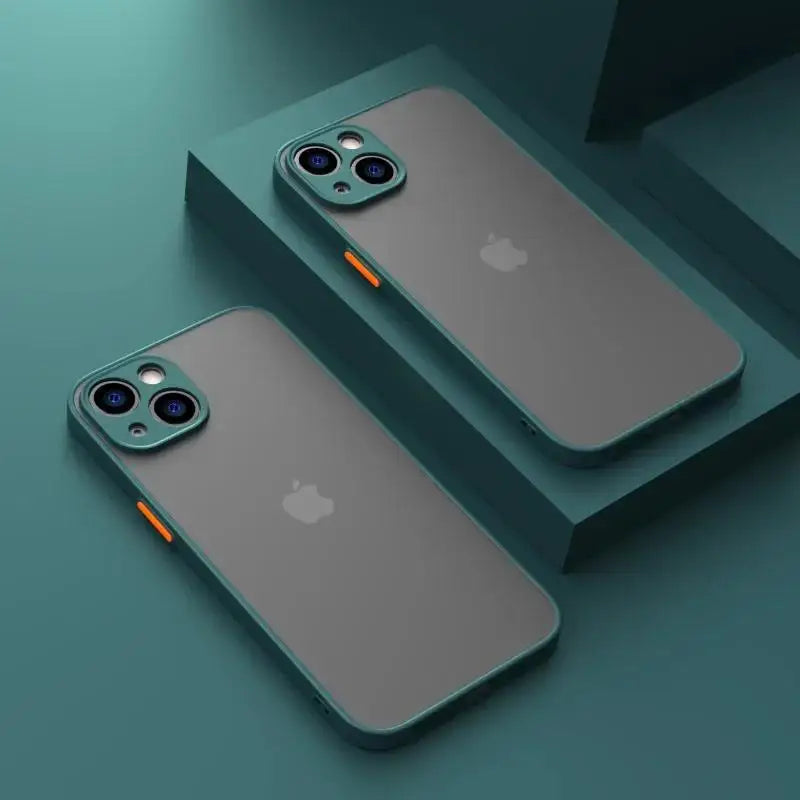 Shockproof Thin Matte Case For iPhone 15 16 13 12 11 14 Pro Max Plus Mini XR XS X Silicone Bumper Clear Hard Cover Capa Funda