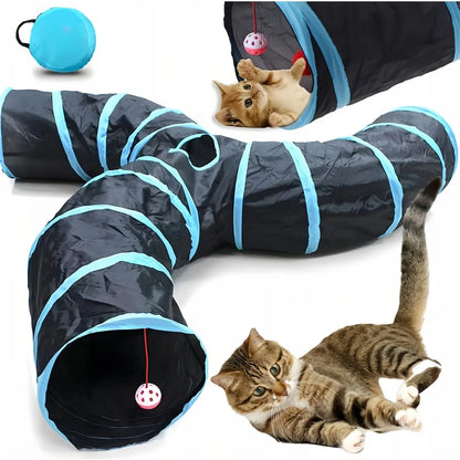 Foldable T-Shaped Large Cat Tunnel Interactive Play Toy Indoor Outdoor Pet Training Entertainment Accessory