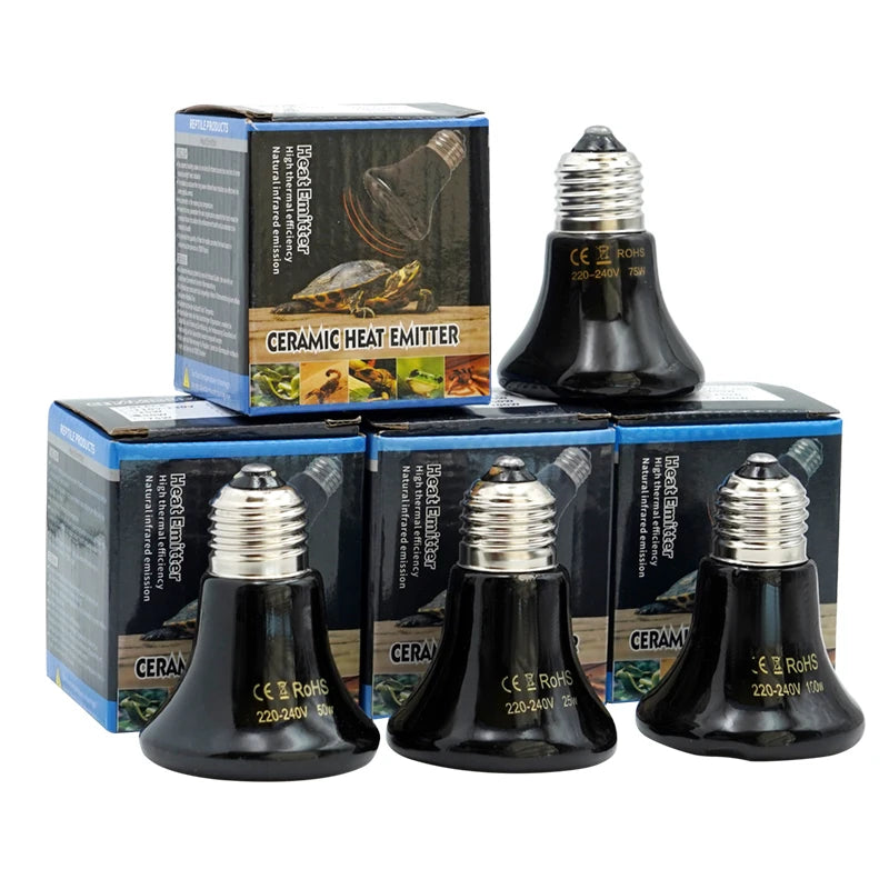 25/50/75/100W E27 Pet Heating Lamp 110V 220V Infrared Ceramic Emitter Heat Light Bulb Pet Brooder Chickens Reptile Lamp 1PC