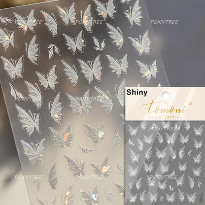 Jelly Butterfly 5D Nail Art Sticker Rhinestone Crystal Charming Shiny Insect Animals DIY Self Adhesive Decoration Manicure Decal