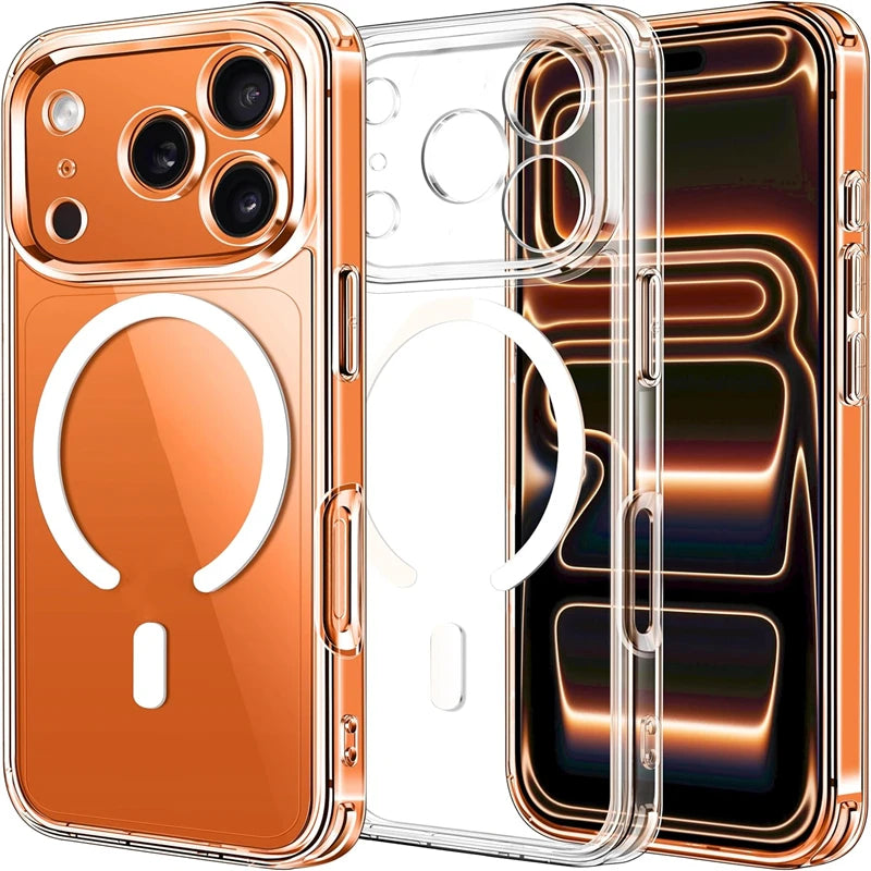Clear Magnetic Case For iPhone 17 Pro Max Air 16 15 14 Plus 13 12 11 Phone Original Cover For Magsafe Transparent Hard Shell