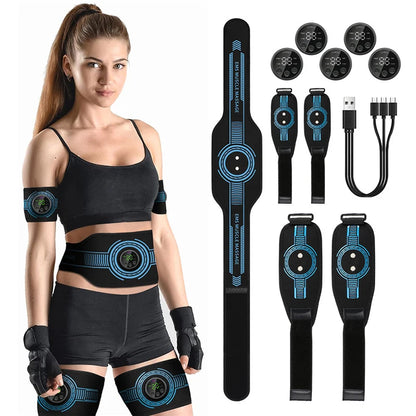 EMS Muscle Stimulator Toner Abdominal Toning Belt Body Slimming Massager Belly Waist Back Arm Leg Fitness Massage USB Recharge