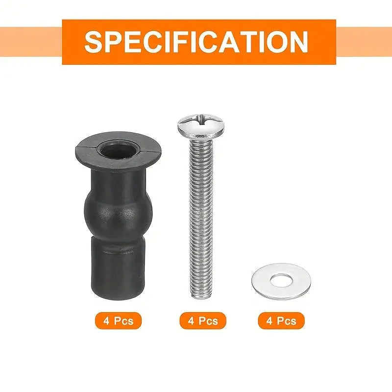 2pcs Expansion Screw Toilet Seat Top Fix Seat Hinge Hole Fixings Well Nut Screw Rubber Back To Wall Toilet Cover Accessories