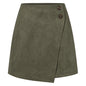 Chic Faux Suede Mini Skirts Women Design Irregular Button Skirts Woman Spring Autumn High Waist Zipper Up A-Line Skirt Ladies
