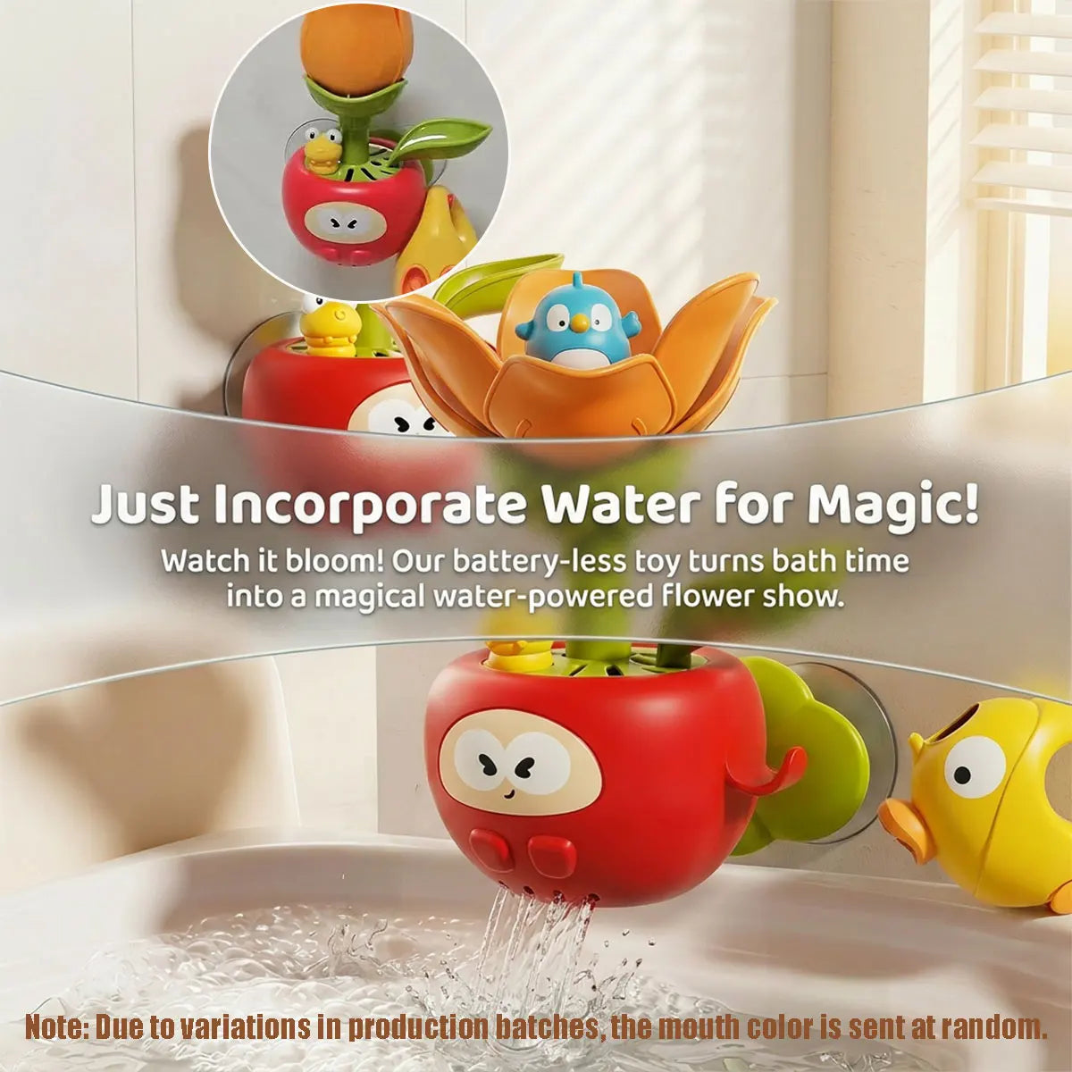 Cute Sprinkler Flower Bath Toy for Toddlers, Interactive Watering Flowering Toy Water Play Water with Suction Cup in Bathtub