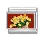 2025 Women's Fashion Colorful Flowers Oil Painting Style Series Italian Charms Fit 9mm Stainless Steel Bracelet DIY Jewelry Gift